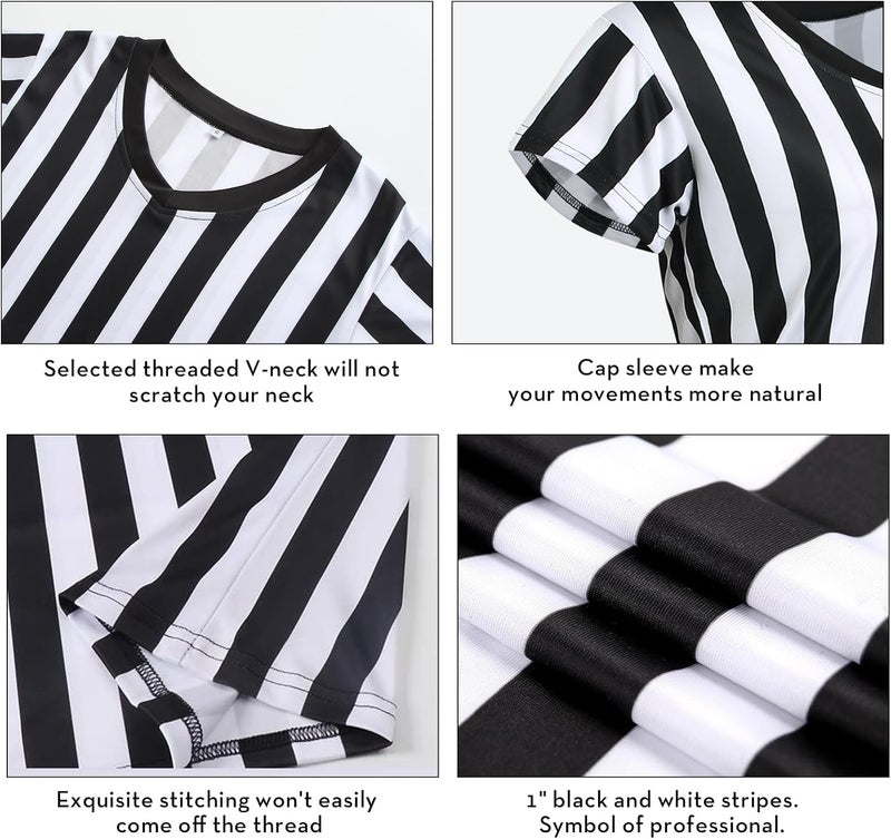 VKT Referee Shirt Womens Dress V-Neck Umpire Cap Sleeves Jersey Costume Ref Outfit for Basketball Football Halloween - Image 5